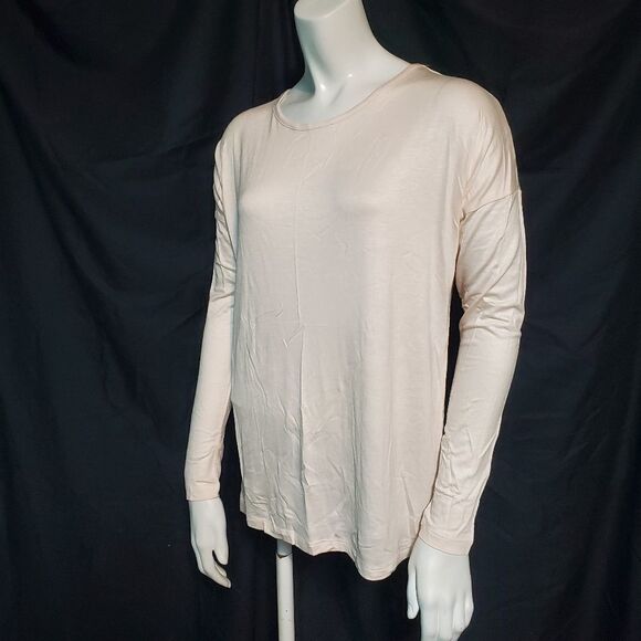 NWT Zenana Outfitters Ivory Pink Long Sleeve Tee - Picture 2 of 6